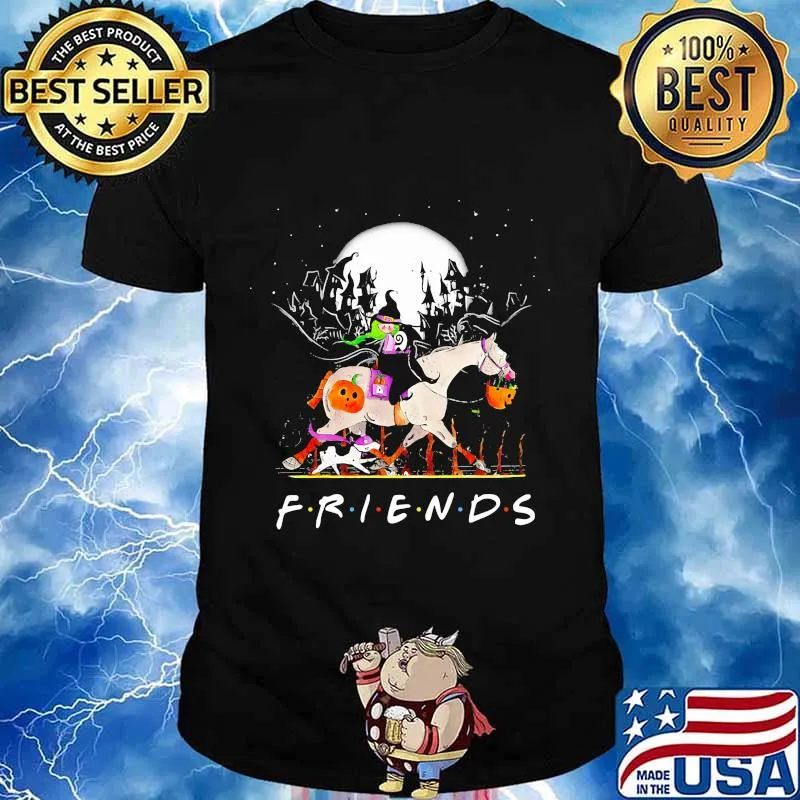 Halloween witch riding horse moon friends shirt