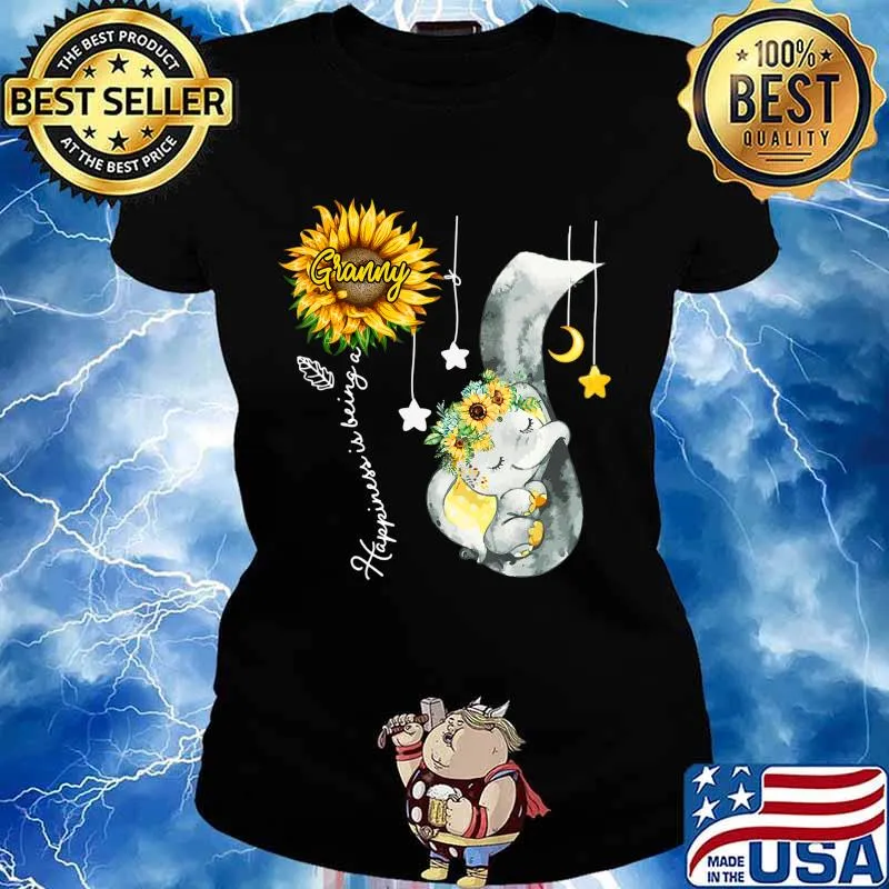 Happiness is being a granny Elephant Mother's Day T-Shirt Ladies tee