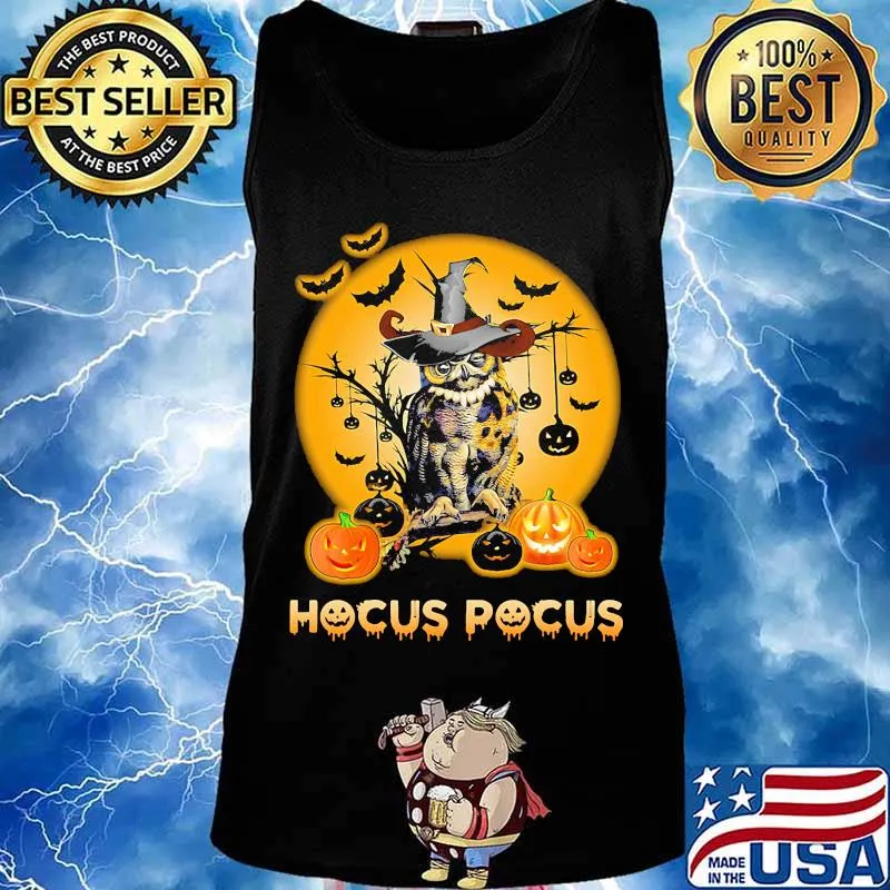 Happy halloween owl witch hocus pocus pumpkin s Tank top