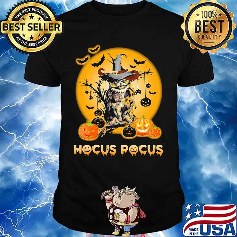 Happy halloween owl witch hocus pocus pumpkin shirt