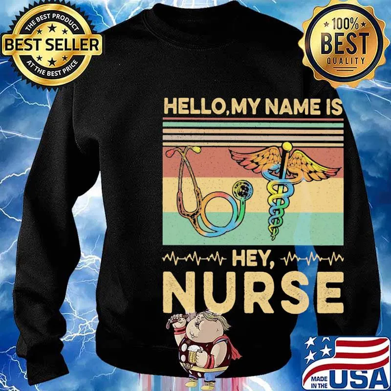 Hello my name is Hey Nurse Vintage retro s Sweater