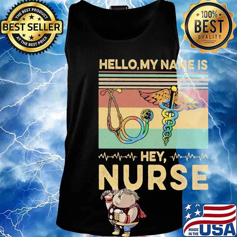 Hello my name is Hey Nurse Vintage retro s Tank top