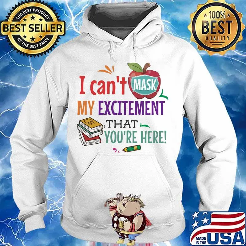 I can't mask my excitement that you're here Book and apple s Hoodie