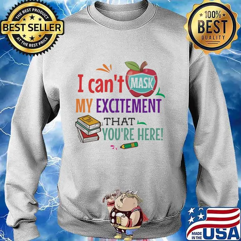 I can't mask my excitement that you're here Book and apple s Sweater