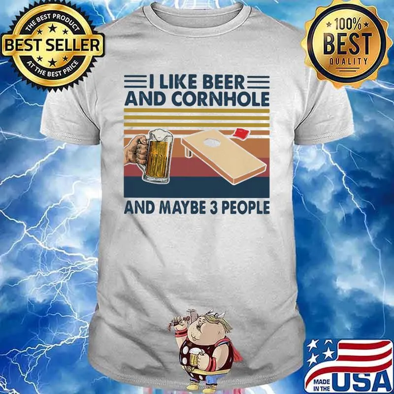 I like beer and cornhole and maybe 3 people vintage retro 2020 shirt