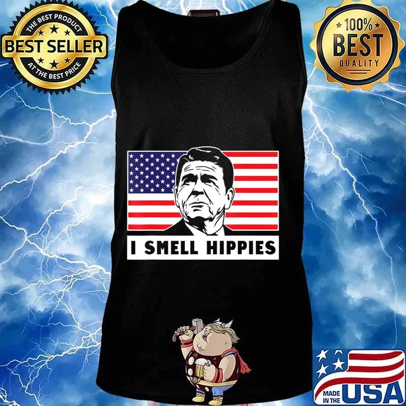I Smell Hippies, Ronald Reagan Merica USA Shirt T-Shirt Tank top