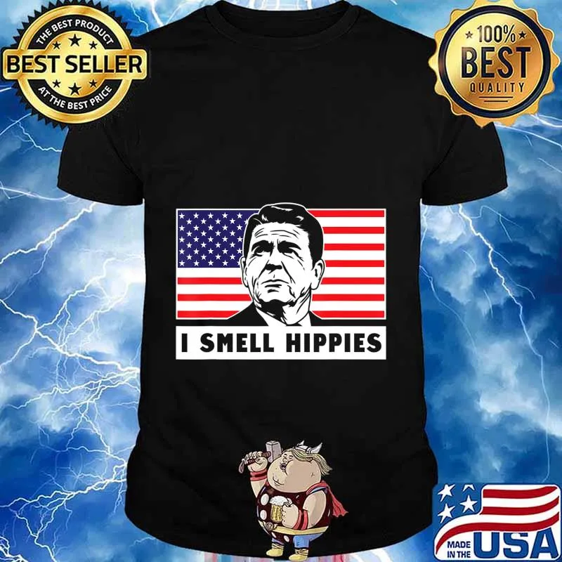 I Smell Hippies, Ronald Reagan Merica USA Shirt T-Shirt