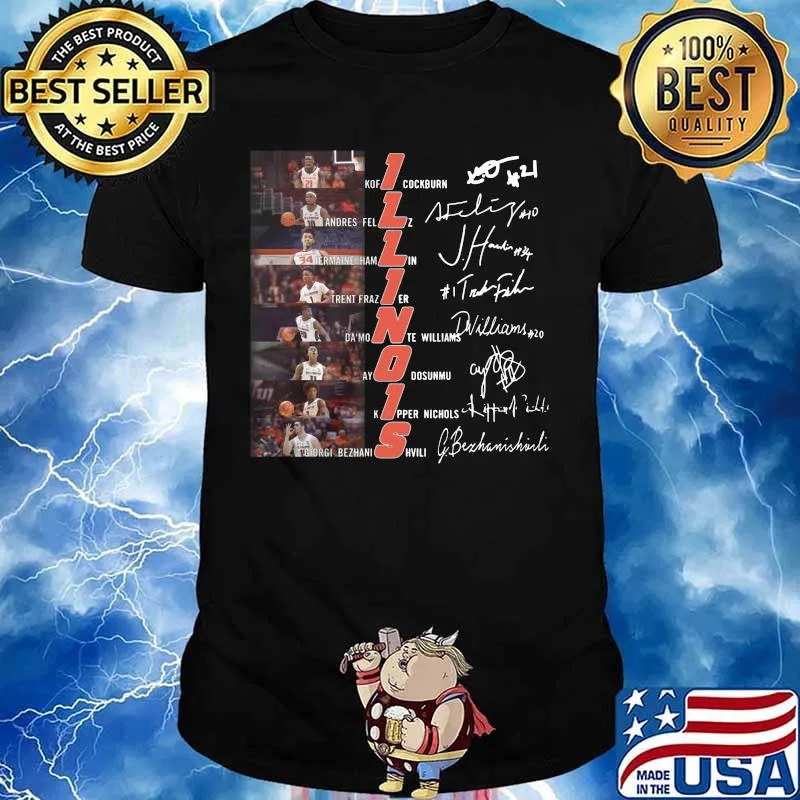 Illinois fighting illini men's basketball players signatures shirt
