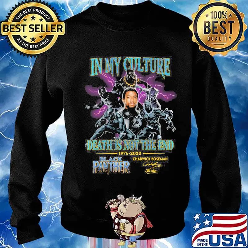 In my culture death is not the end 1977 2020 black panther rip chadwick Boseman signature s Sweater