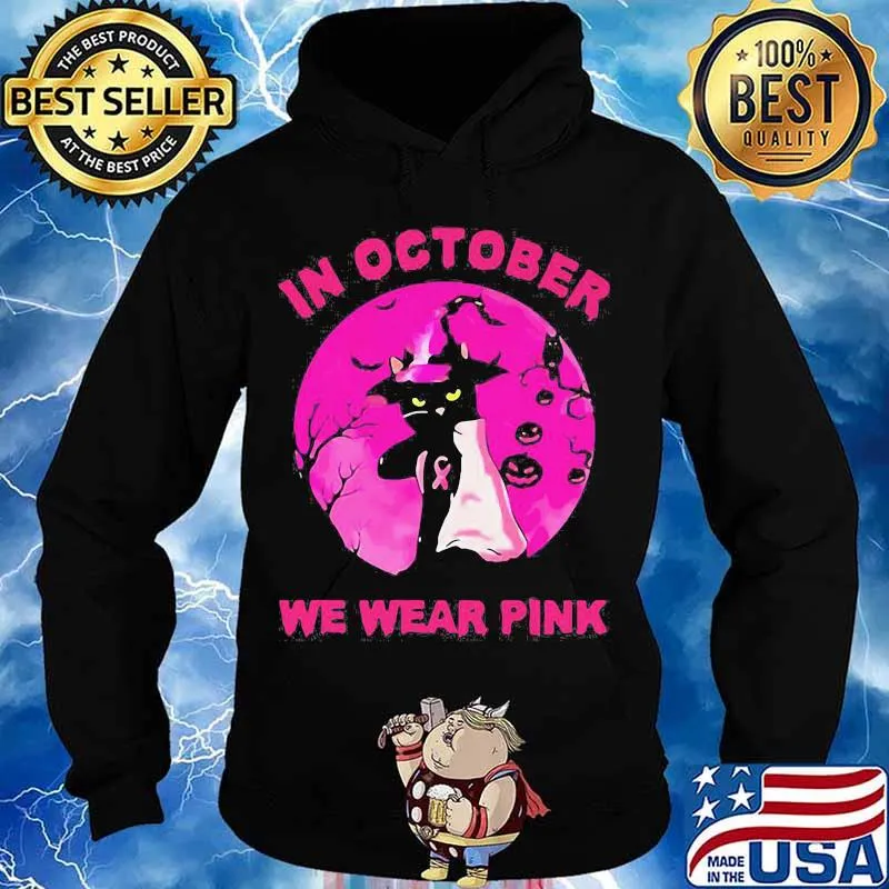IN OCTOBER WE WEAR PINK CAT SUNSET HALLOWEEN SHIRT Hoodie