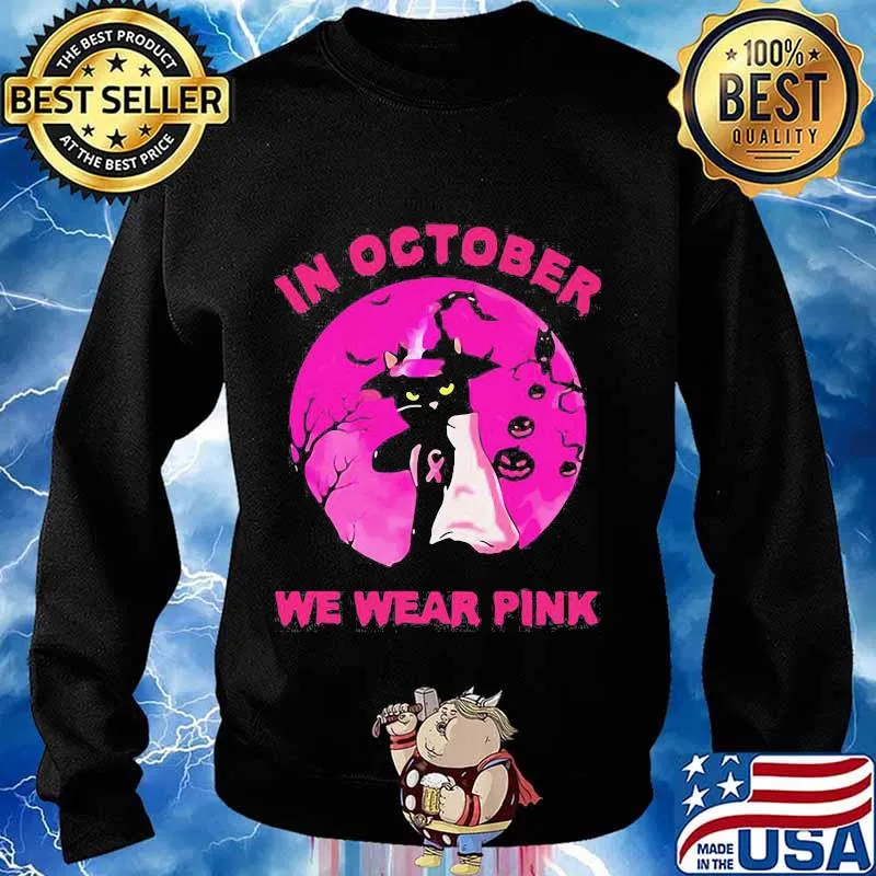 IN OCTOBER WE WEAR PINK CAT SUNSET HALLOWEEN SHIRT Sweater