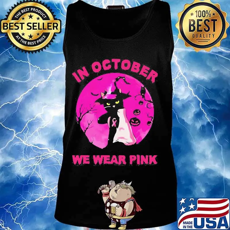 IN OCTOBER WE WEAR PINK CAT SUNSET HALLOWEEN SHIRT Tank top
