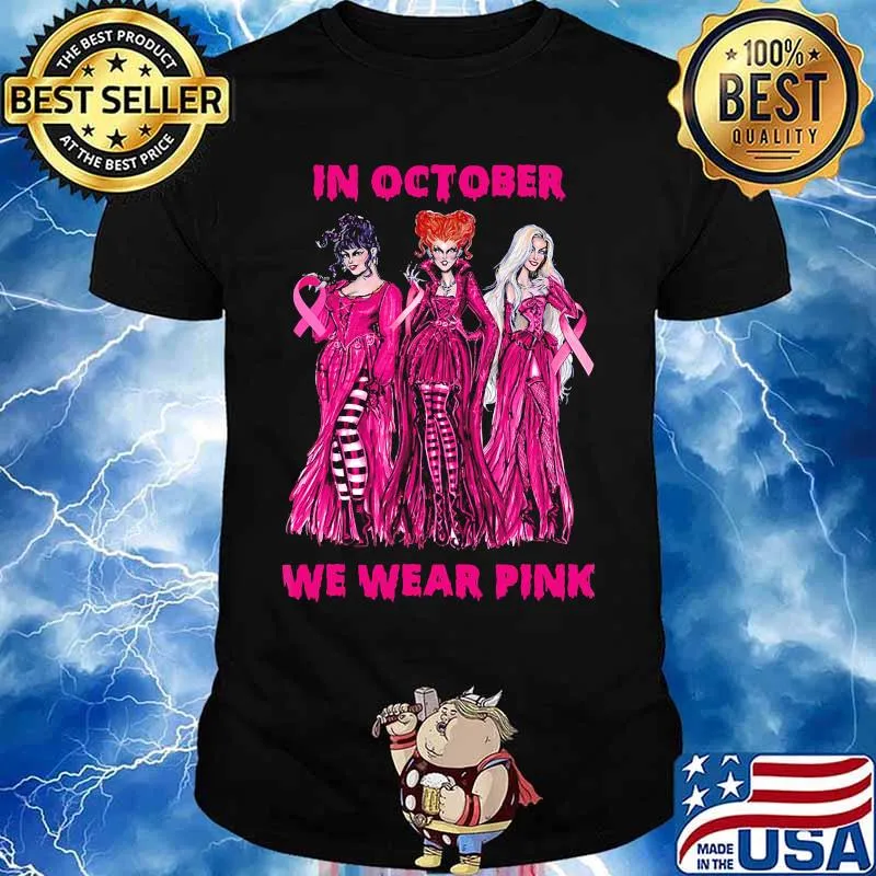 in october we wear pink hocus pocus cancer awareness shirt