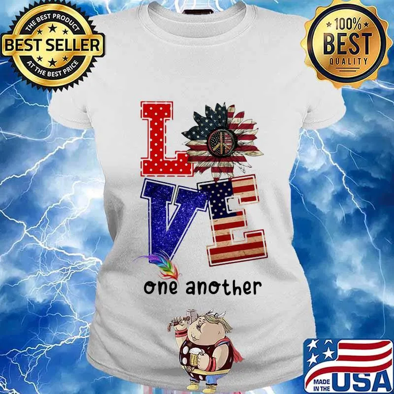 Independence day sunflower love feather one another s Ladies tee