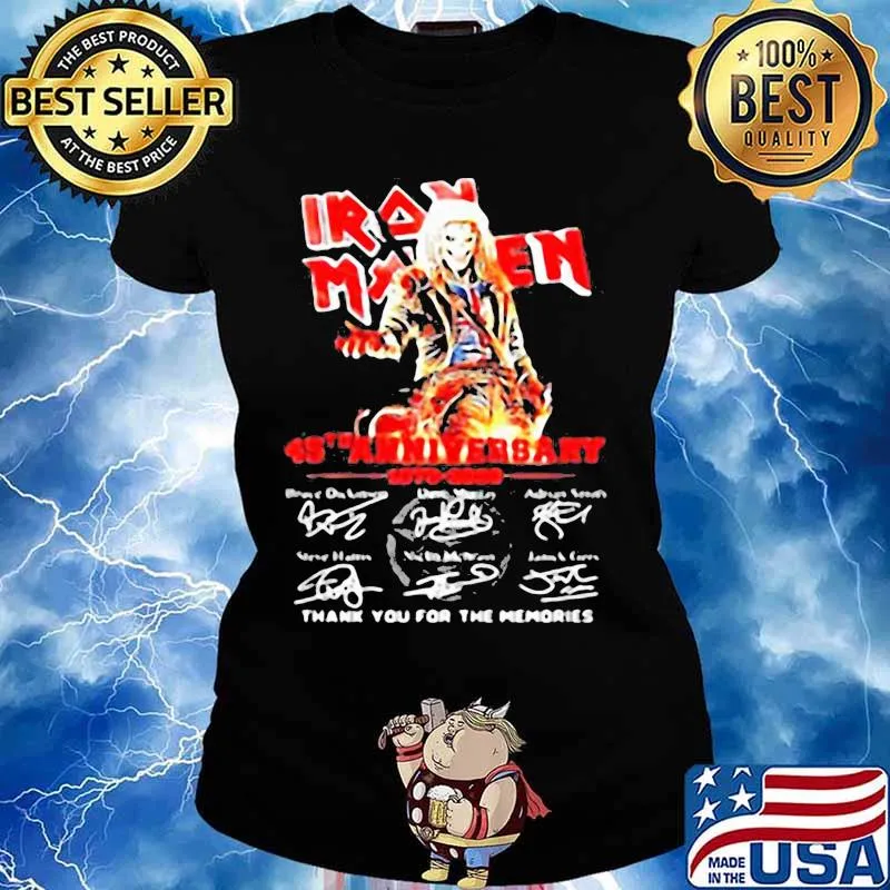 Iron maiden 45th anniversary 1985 2020 thank you for the memories signatures s Ladies tee