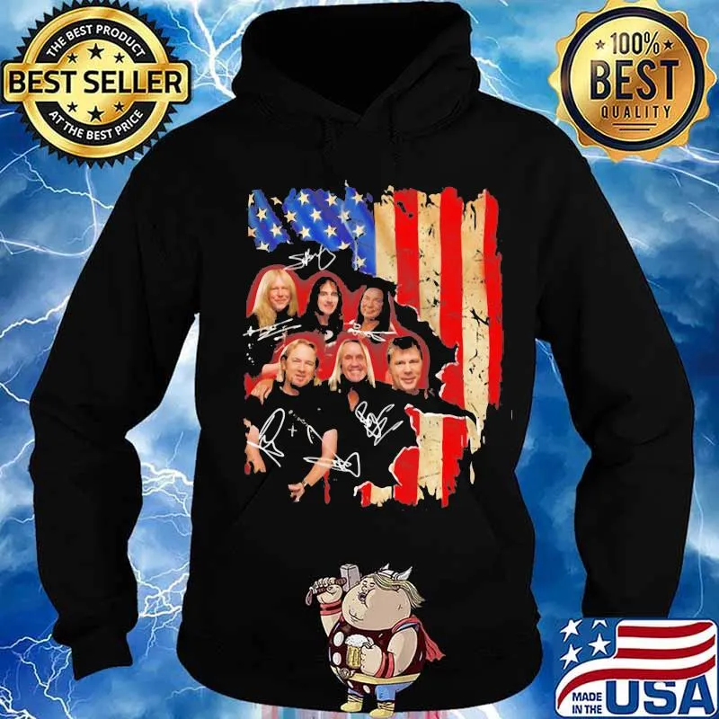 Iron maiden band members signature american flag independence day s Hoodie