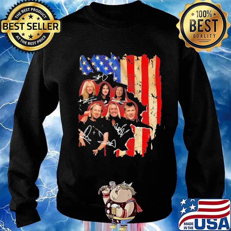 Iron maiden band members signature american flag independence day s Sweater