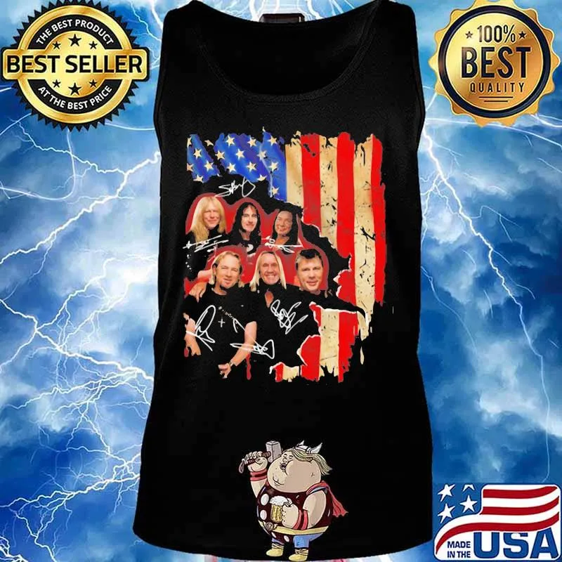 Iron maiden band members signature american flag independence day s Tank top