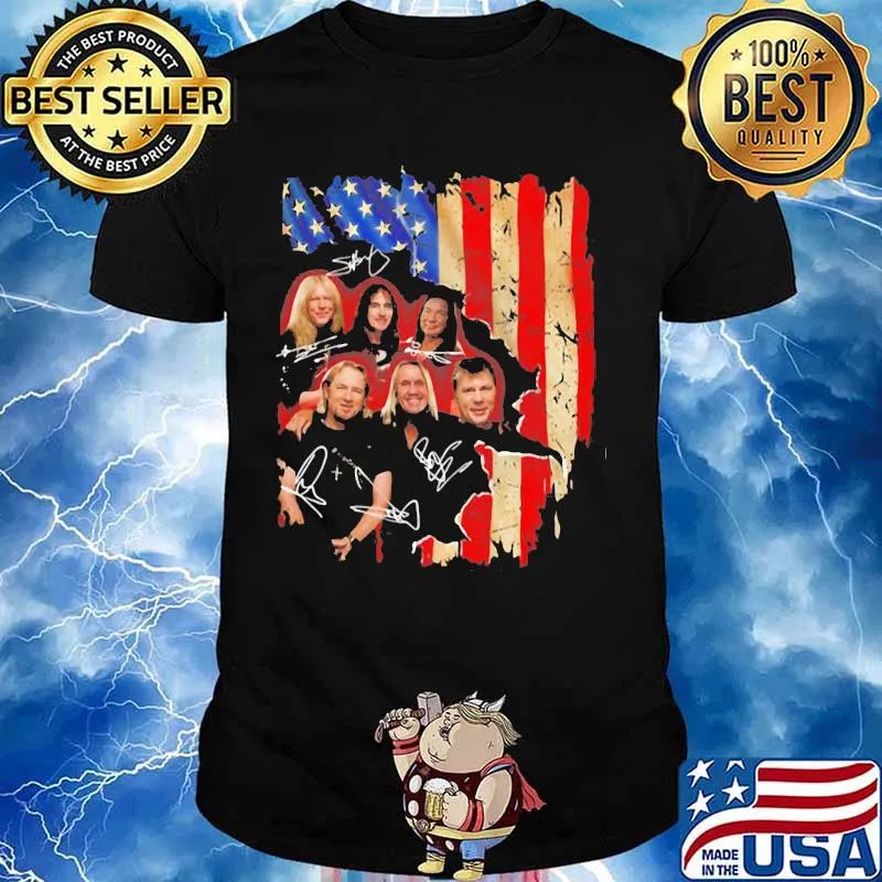 Iron maiden band members signature american flag independence day shirt