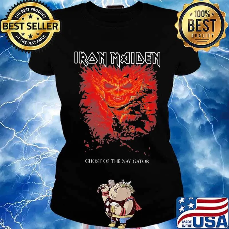 Iron maiden band skeleton ghost of the navigator s Ladies tee