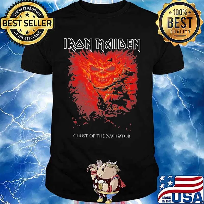 Iron maiden band skeleton ghost of the navigator shirt