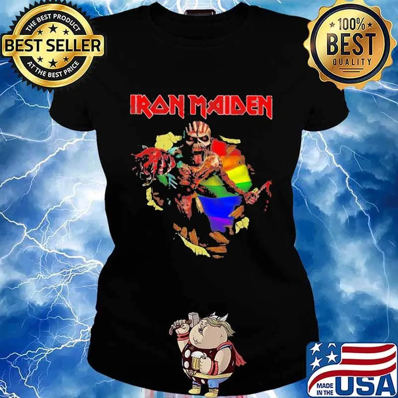 Iron maiden band skeleton lgbt flag s Ladies tee