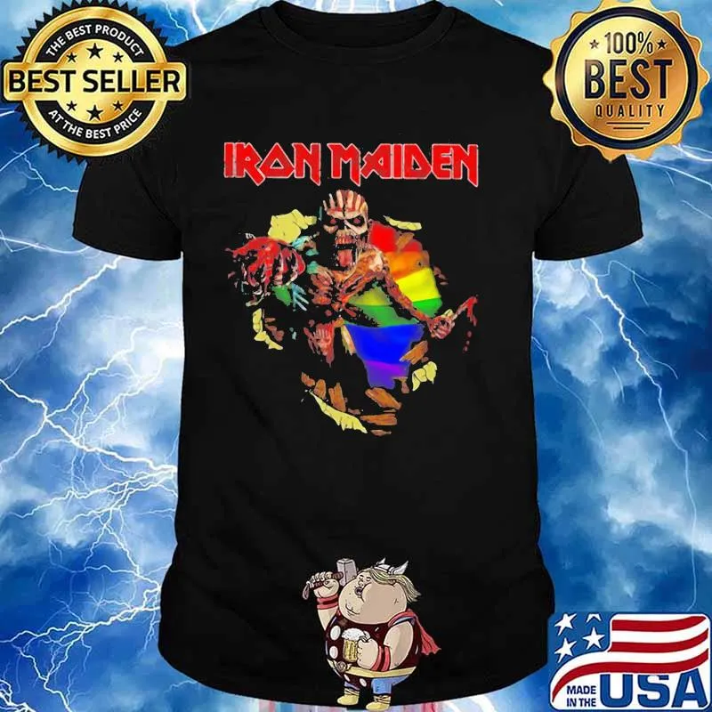 Iron maiden band skeleton lgbt flag shirt