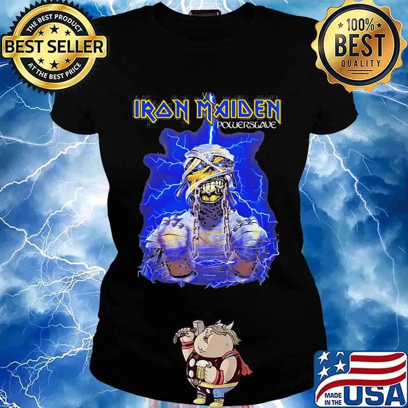 Iron maiden band skeleton powersgave lightning s Ladies tee