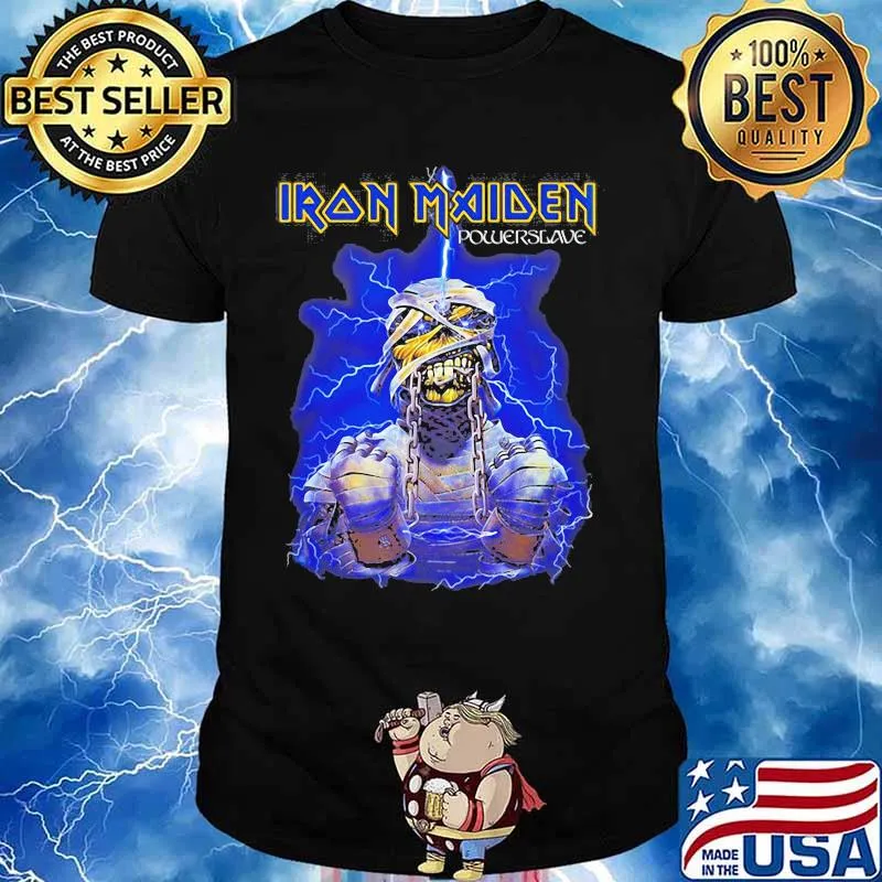 Iron maiden band skeleton powersgave lightning shirt