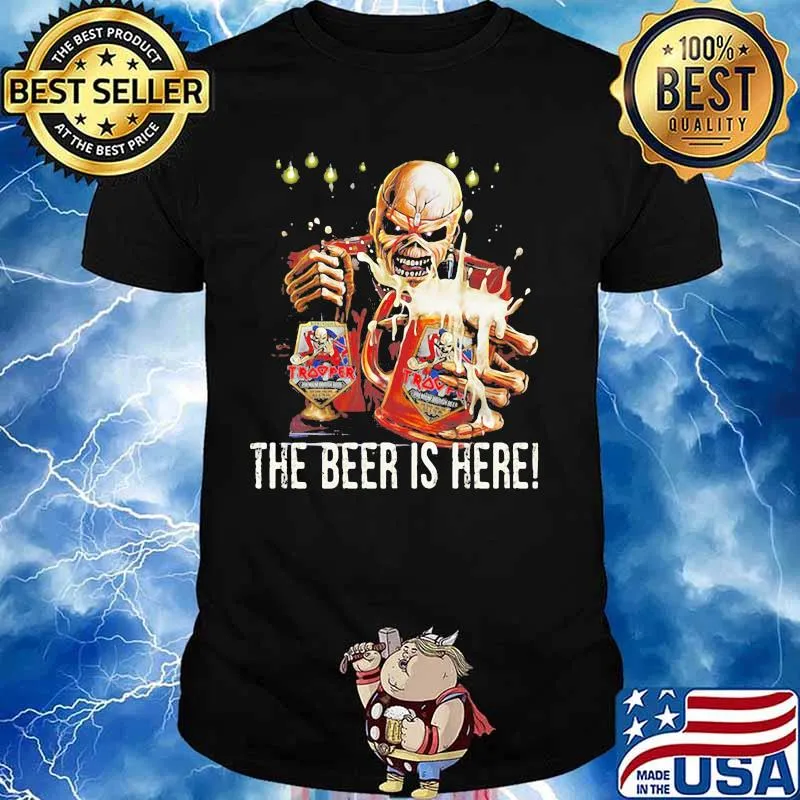 Iron maiden band skeleton the beer is here shirt
