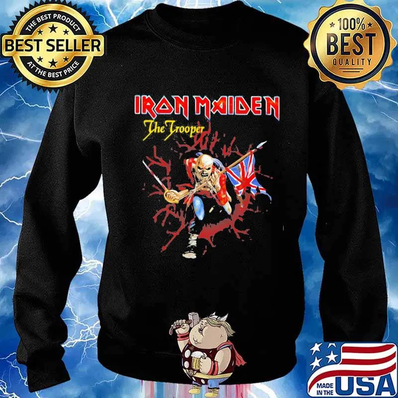 Iron maiden band the trooper skeleton holding british flag s Sweater