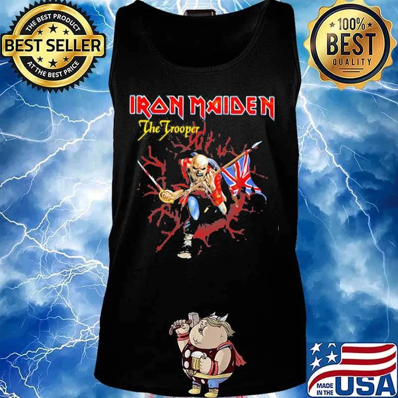 Iron maiden band the trooper skeleton holding british flag s Tank top
