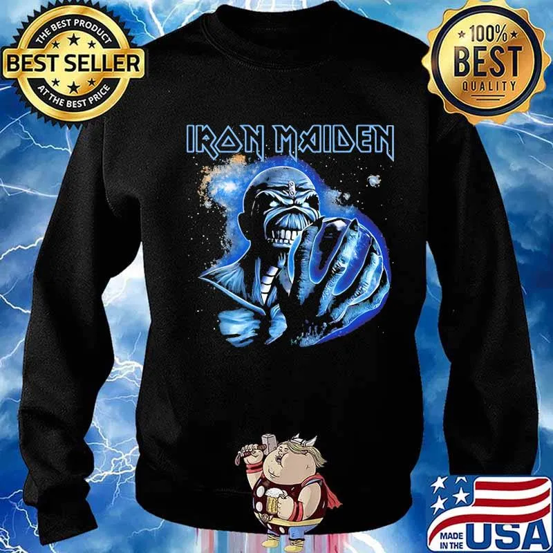 Iron maiden skeleton holding earth s Sweater