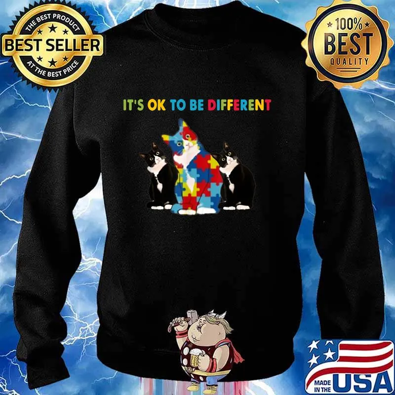 IT'S OK TO BE DIFFERENT CAT AUTISM SHIRT Sweater