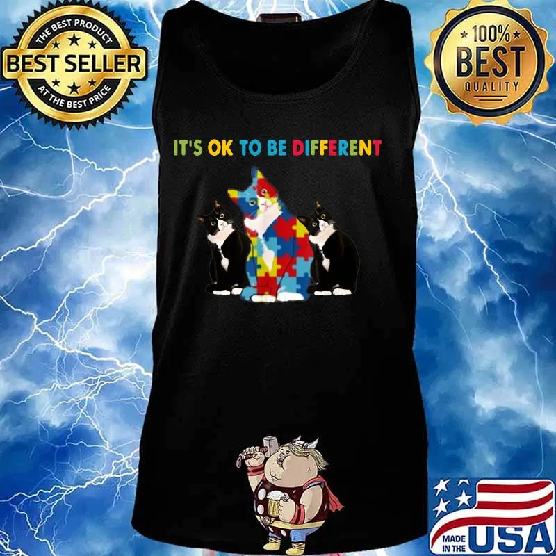 IT'S OK TO BE DIFFERENT CAT AUTISM SHIRT Tank top