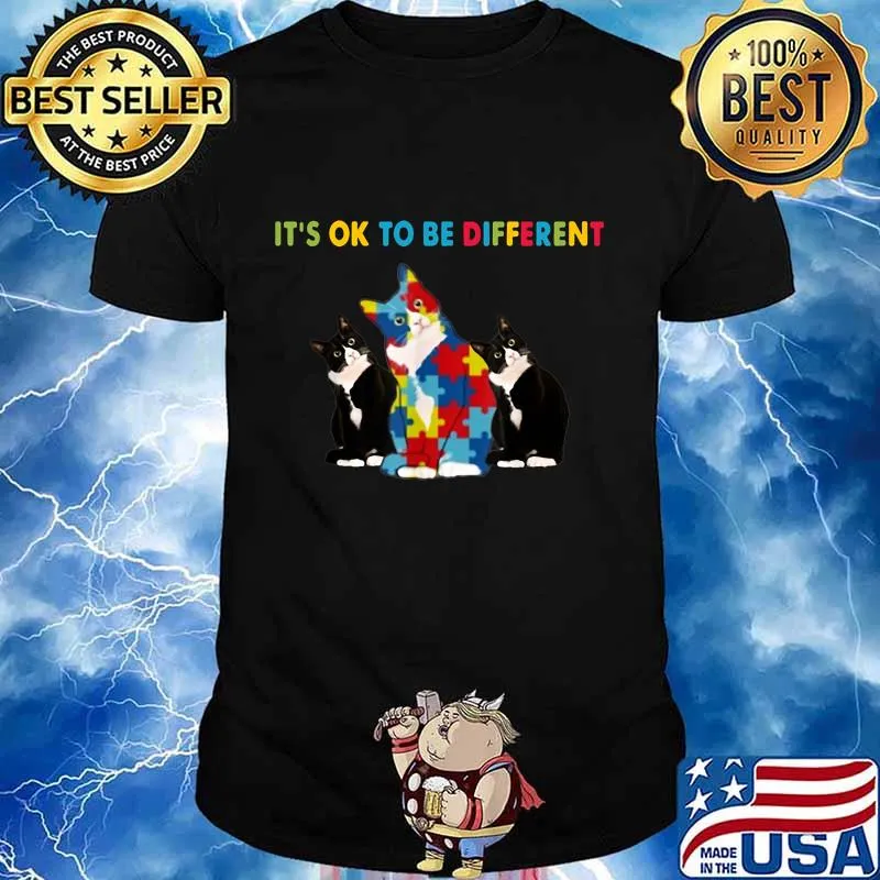 IT'S OK TO BE DIFFERENT CAT AUTISM SHIRT