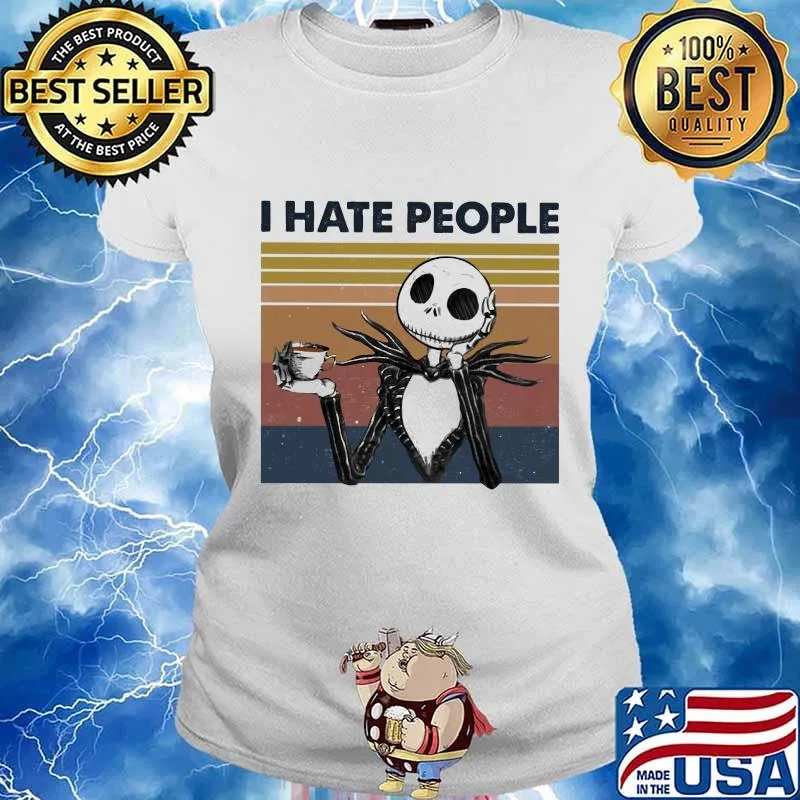 Jack skellington i hate people vintage retro s Ladies tee
