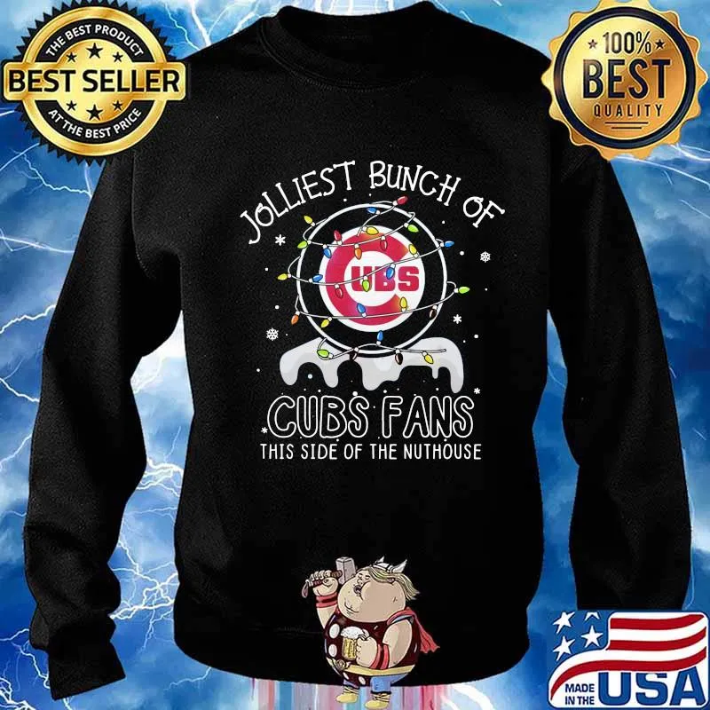 Jolliest bunch of cubs fans this side of the nuthouse christmas lights s Sweater