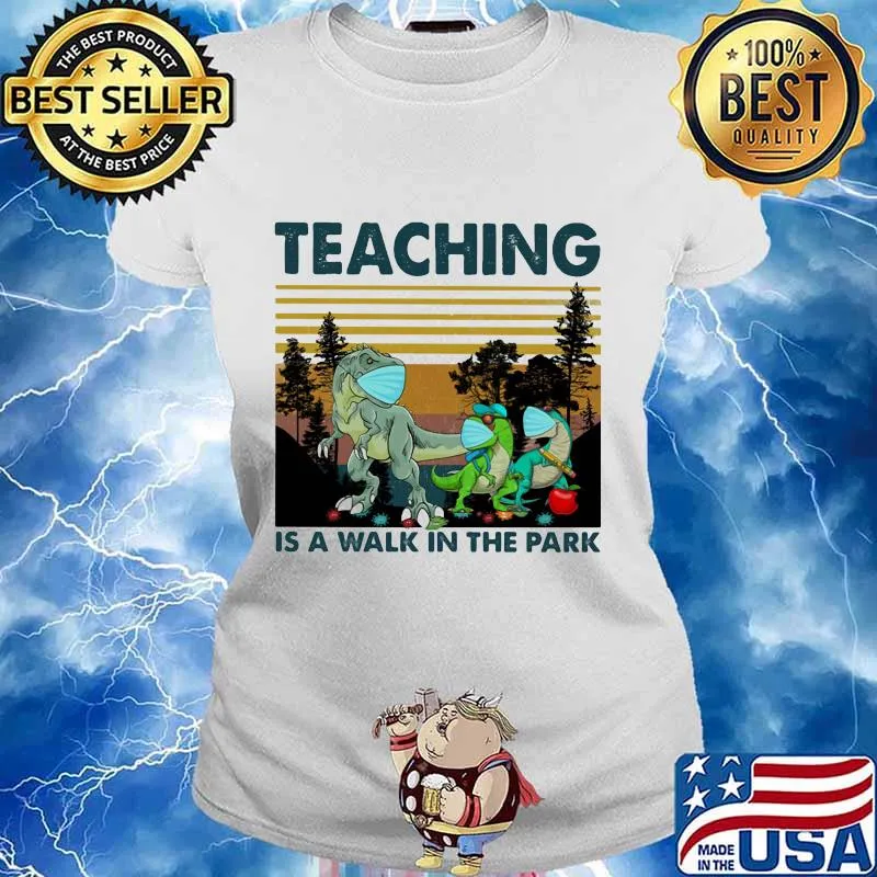 Jurassic face mask Teaching is a walk in the park vintage retro s Ladies tee