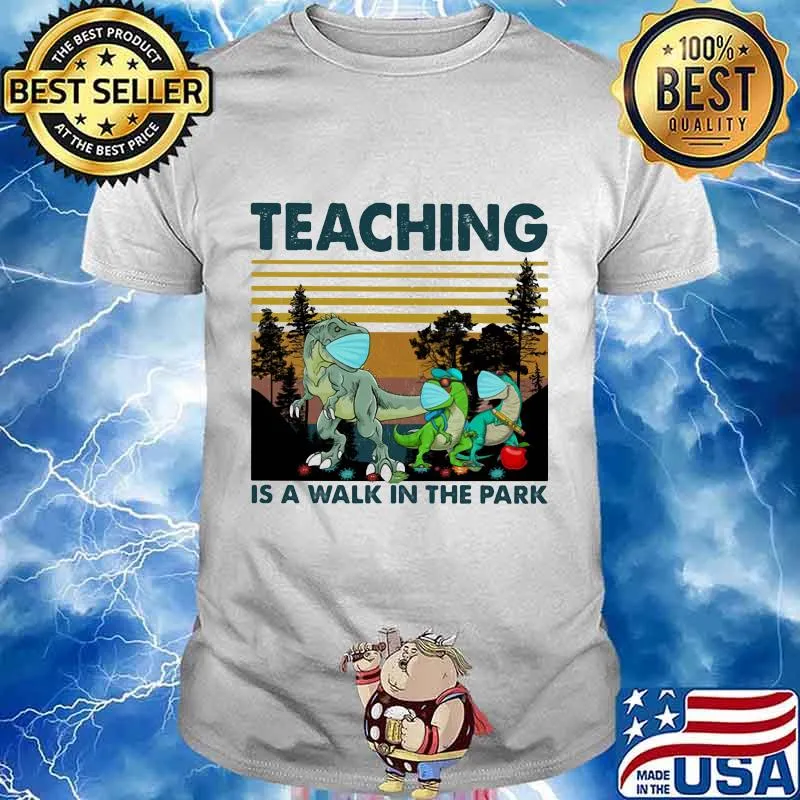Jurassic face mask Teaching is a walk in the park vintage retro shirt