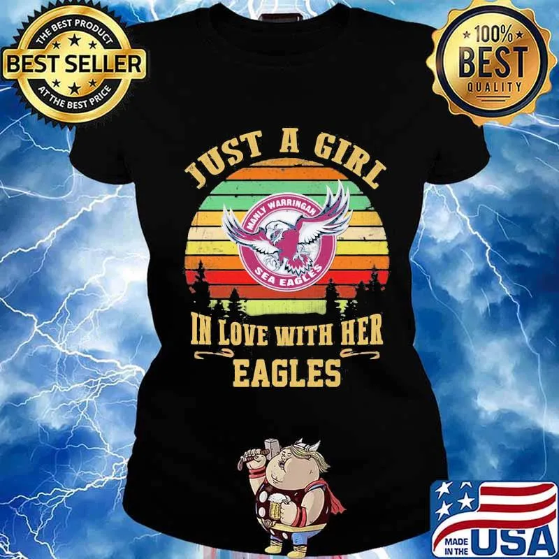 Just a girl in love with her manly warringah sea eagles vintage retro s Ladies tee