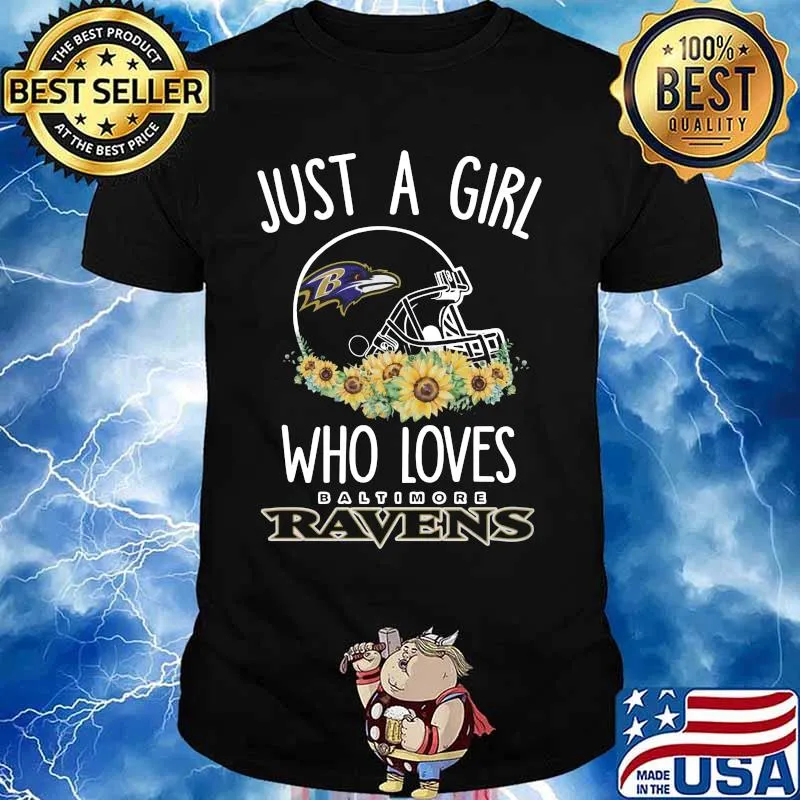 Just a girl who loves baltimore ravens sunflowers shirt