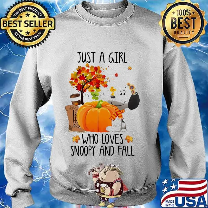 Just a girl who loves snoopy and fall pumpkin maple leaves s Sweater