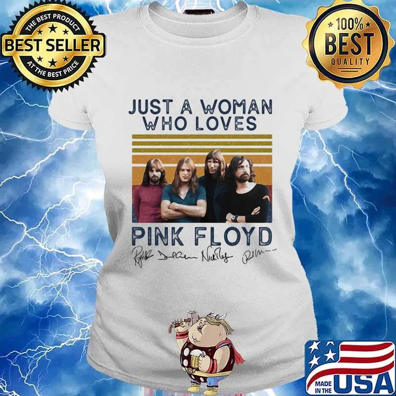 Just a woman who loves pink floyd signatures vintage retro s Ladies tee