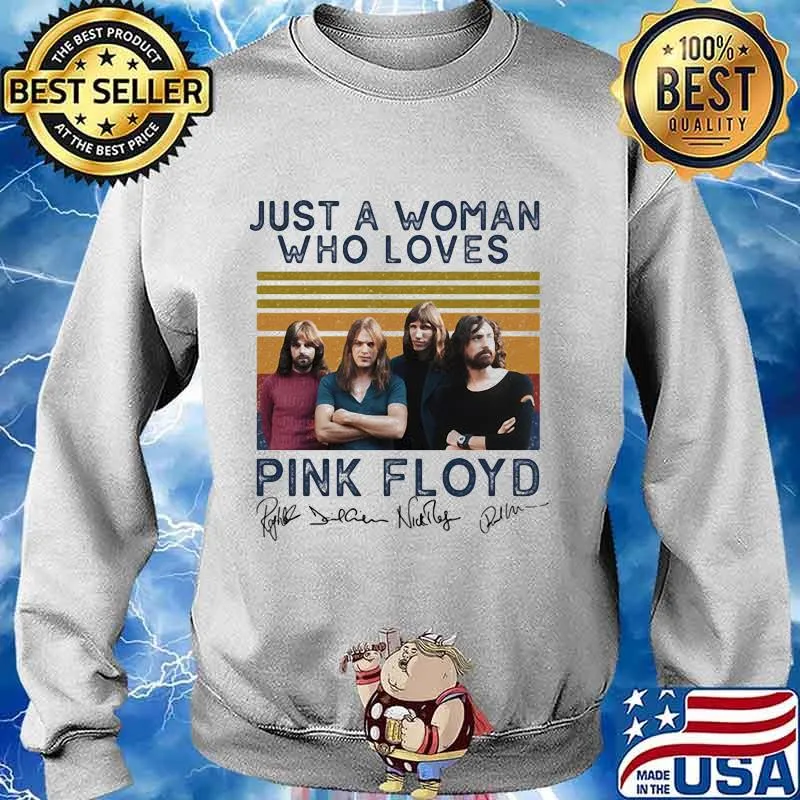 Just a woman who loves pink floyd signatures vintage retro s Sweater