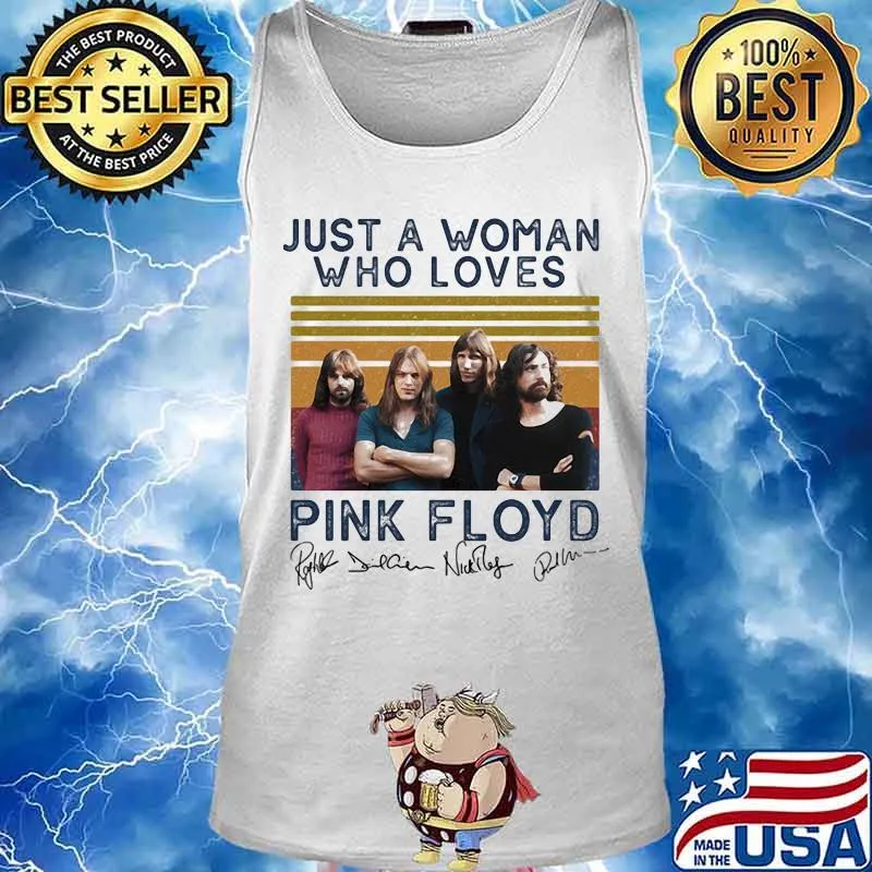 Just a woman who loves pink floyd signatures vintage retro s Tank top