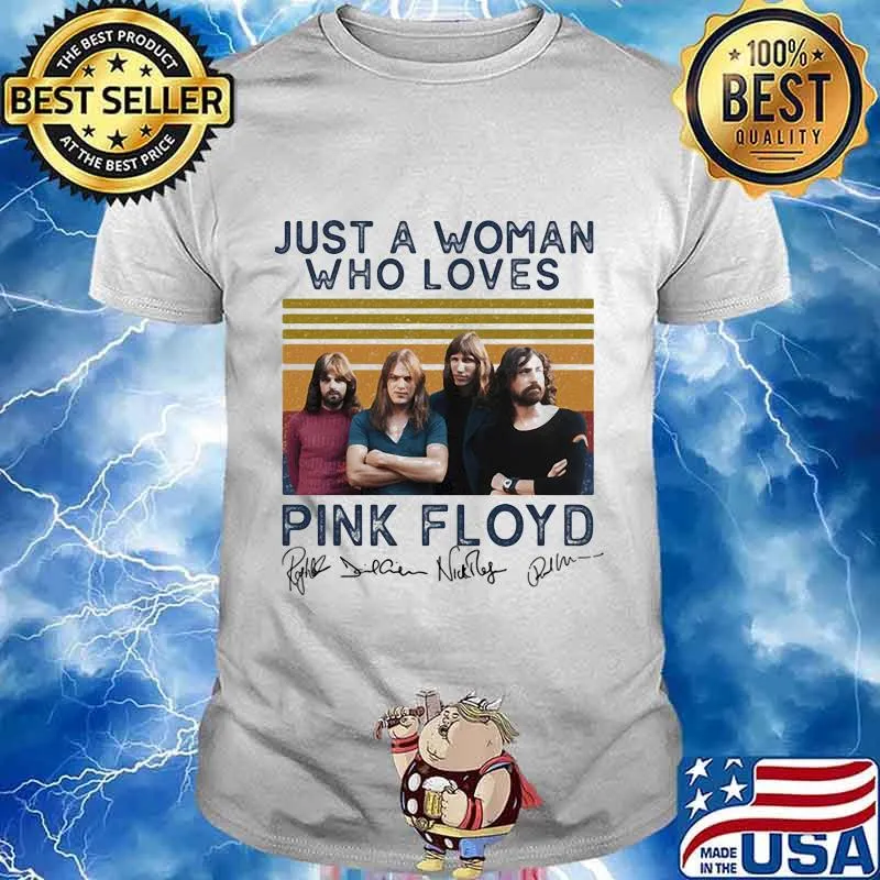 Just a woman who loves pink floyd signatures vintage retro shirt