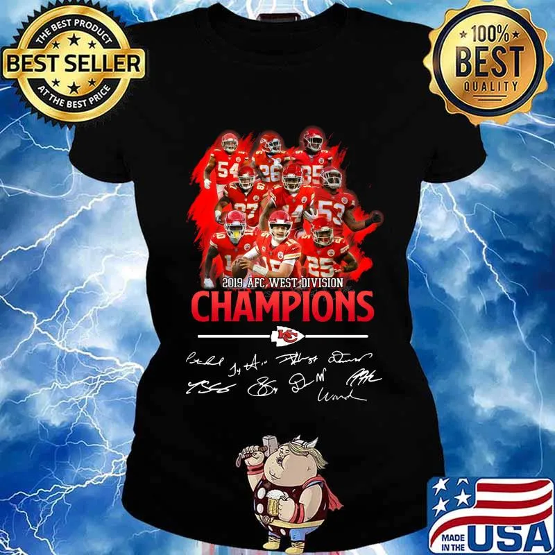 Kansas city chiefs 2019 afc west division champions signatures s Ladies tee