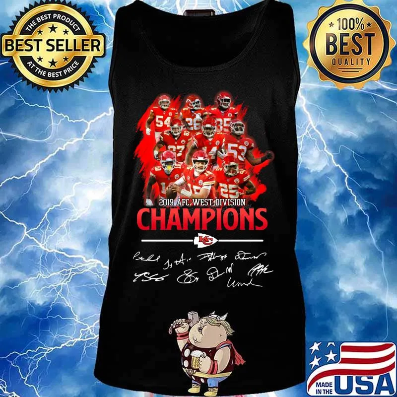 Kansas city chiefs 2019 afc west division champions signatures s Tank top