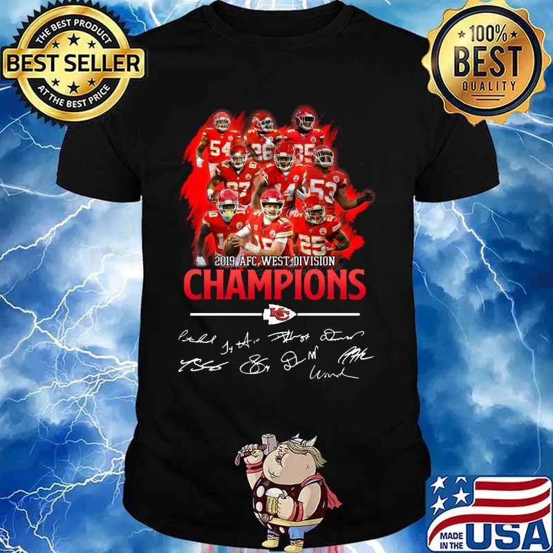Kansas city chiefs 2019 afc west division champions signatures shirt